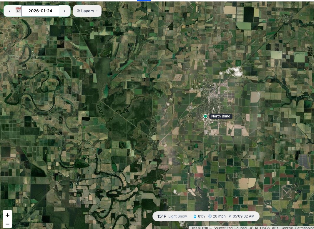 Satellite base layer over rice country near Stuttgart, Arkansas